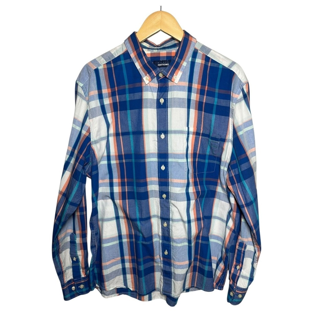 Basic‎ Editions Men's Plaid Button Down Shirt Long Sleeve Casual XL
